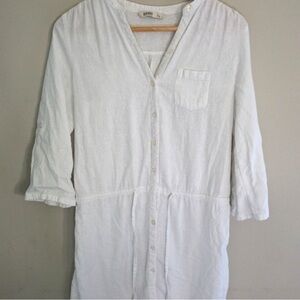 White Button-Up Shirt Dress